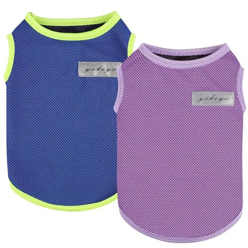 2er-Pack Hunde-Shirts für kleine Hunde, Mädchen, Jungen, Sonnenschutz, schnell trocknend, Sommer-Hundekleidung, weich, atmungsaktiv, leicht, Tank-Top, kühlendes T-Shirt, Katzen, ärmelloses Outfit von Kosiyi