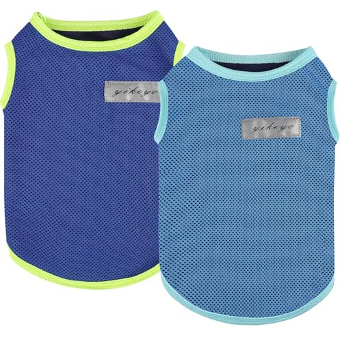 2er-Pack Hunde-Shirts für kleine Hunde, Mädchen, Jungen, Sonnenschutz, schnell trocknend, Sommer-Hundekleidung, weich, atmungsaktiv, leicht, Tank-Top, kühlendes T-Shirt, Katzen, ärmelloses Outfit von Kosiyi