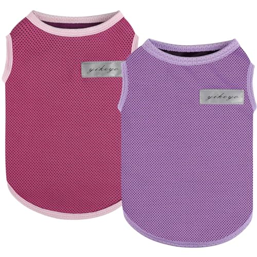 2er-Pack Hunde-Shirts für kleine Hunde, Mädchen, Jungen, Sonnenschutz, schnell trocknend, Sommer-Hundekleidung, weich, atmungsaktiv, leicht, Tank-Top, kühlendes T-Shirt, Katzen, ärmelloses Outfit von Kosiyi