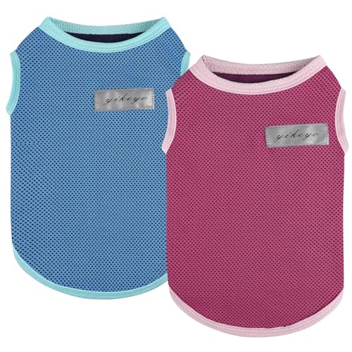 2er-Pack Hunde-Shirts für kleine Hunde, Mädchen, Jungen, Sonnenschutz, schnell trocknend, Sommer-Hundekleidung, weich, atmungsaktiv, leicht, Tank-Top, kühlendes T-Shirt, Katzen, ärmelloses Outfit von Kosiyi