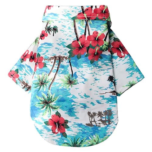 Hunde-Hawaii-Shirt, Hawaii-Stil, Sommer-Hundekleidung, für Jungen und Mädchen, atmungsaktiv, cooles Kostüm, Strand, Meer, Sweatshirt für kleine Welpen, Polo-T-Shirt, Haustier-Outfit von Kosiyi