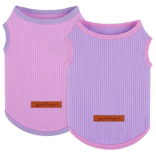 Hunde-Shirt, Weste, Hundekleidung für kleine Hunde, Jungen, Mädchen, dehnbar, Sommer, Welpen, T-Shirts, weich, atmungsaktiv, leicht, Sweatshirt, Haustier-Katzen-Outfit, 2 Stück von Kosiyi
