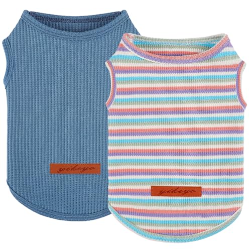 Hunde-Shirt, Weste, Hundekleidung für kleine Hunde, Jungen, Mädchen, dehnbar, Sommer, Welpen, T-Shirts, weich, atmungsaktiv, leicht, Sweatshirt, Haustier-Katzen-Outfit, 2 Stück von Kosiyi