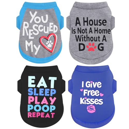 Hunde-Shirts für kleine Hunde, weich, dehnbar, für Welpen, ärmellos, bunt, Sweatshirt, für kleine Welpen, Chihuahua, Yorkie, XS, Gruppe 2, 4 Stück von Kosiyi
