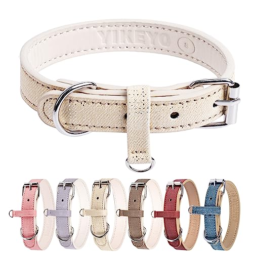 Hunde- und Katzenhalsband, Mädchen-Hundehalsband und Katzenhalsbänder für Mädchen und Katzen, Xs Hundehalsband, Strass mit Schmetterling, Festival, niedliches Katzenhalsband, Abreißverschluss, Hundeleine und Halsband-Set (XL, beige) von Kosiyi