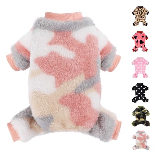 Hundepullover, Hunde-Pyjama für kleine Hunde, superweich, warm, für kleine Welpen, niedlicher Haustierkleidung, Hunde-Jumpsuits, Fleece-Einteiler, Outfits für Chihuahua, Yorkie, rosa Tarnmuster, Größe Hundepullover, Hunde-Pyjama für kleine Hunde, superweich, warm, für kleine Welpen, niedlicher Haustierkleidung, Hunde-Jumpsuits, Fleece-Einteiler, Outfits für Chihuahua, Yorkie, rosa Tarnmuster, Größe von Kosiyi