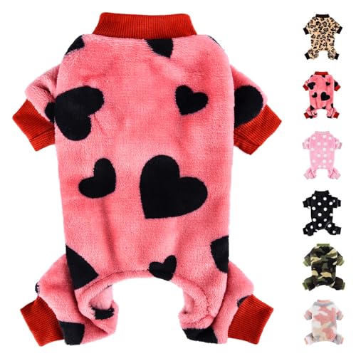Hundepullover, Hunde-Pyjama für kleine Hunde, superweich, warm, kleiner Welpenpullover, Pjs, niedliche Haustierkleidung, Hunde-Jumpsuits, Fleece-Welpen-Einteiler-Outfits für Chihuahua, Yorkie, rotes von Kosiyi