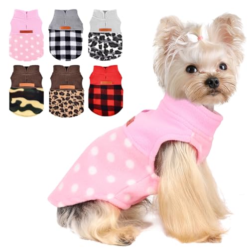 Hundepullover für kleine Hunde, Jungen, Mädchen, kariert, Fleece, Hundekleidung, Weste, dehnbar, Größe XS, Chihuahua, Teetasse, Welpenkleidung von Kosiyi