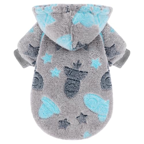 Hundepullover für kleine Hunde, Mädchen und Jungen, Fleece-Hunde-Kapuzenpullover, Nachtleuchtend, weich, warm, extra klein, für Herbst und Winter, Hundekleidung, Haustier-Outfits für Chihuahua, Yorkie von Kosiyi