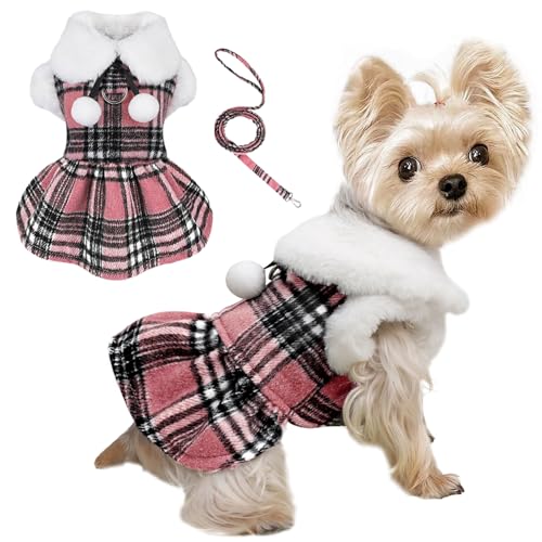 Hundepullover mit Leine, Set mit D-Ring, kariert, Fleece, Hundekleidung für kleine Hunde, Mädchen, Jungen, Winter-Haustierkleid, für kaltes Wetter, Hundemantel, Größe XXS für Chihuahua, Yorkie, Katze, Hundepullover mit Leine, Set mit D-Ring, kariert, Fleece, Hundekleidung für kleine Hunde, Mädchen, Jungen, Winter-Haustierkleid, für kaltes Wetter, Hundemantel, Größe XXS für Chihuahua, Yorkie, Katze, von Kosiyi