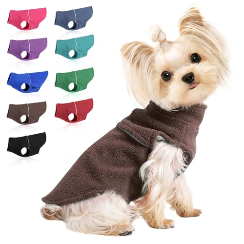 Kleine Hundepullover, Chihuahua-Fleece-Kleidung, XXS-S, Winter, warm, Welpenpullover, Jungen, Mädchen, winzige Hunde-Outfits für Teetasse, Yorkie-Welpen, extra kleine Rassen, Kostüm (große Brustumfang: 45 cm) von Kosiyi
