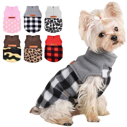 Kosiyi Fleece-Weste, Hundepullover, dehnbares Sweatshirt mit Loch für die Leine, Haustierkleidung, leichter Hundemantel für kleine Hunde, Jungen, Mädchen, Erntedankfest, Weihnachten, kariert, Größe Kosiyi Fleece-Weste, Hundepullover, dehnbares Sweatshirt mit Loch für die Leine, Haustierkleidung, leichter Hundemantel für kleine Hunde, Jungen, Mädchen, Erntedankfest, Weihnachten, kariert, Größe von Kosiyi