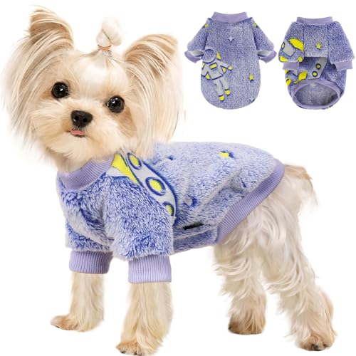 Kosiyi Hundepullover für kleine Hunde, Mädchen, Jungen, Nachtlicht, Fleece, warmer Pullover, Hunde-Sweatshirt, Wintermantel, Jacke, Katzenkostüm, kleiner Hundepullover, weiblich, männlich, von Kosiyi
