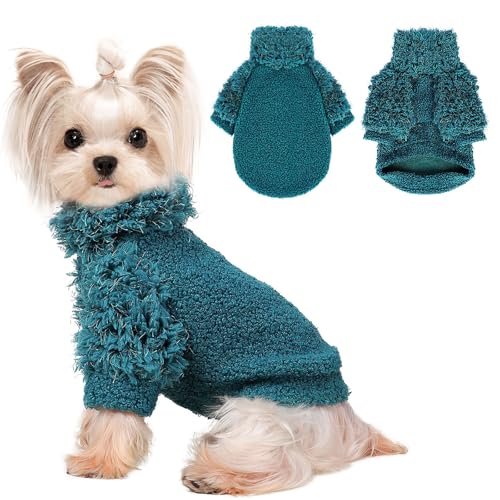 Pullover für kleine Hunde, Rollkragen, Hundepullover für kleine Hunde, Winter-Fleece, Hundekleidung, Welpen-Outfits, kalter warmer Haustierpullover, Welpenmantel, Hundejacke für Chihuahua, Yorkie von Kosiyi