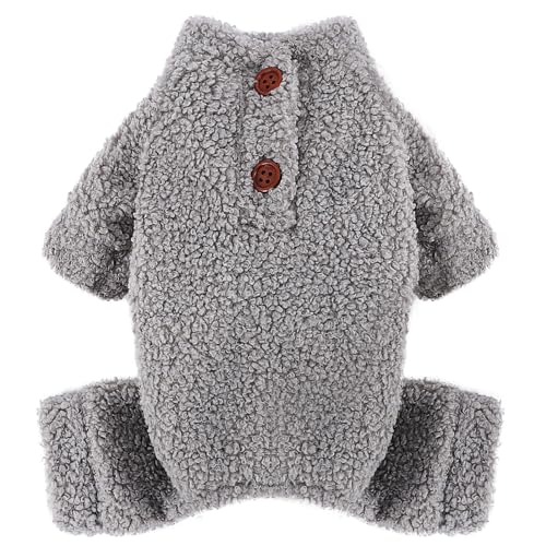 Teddy-Fleece-Schlafanzug, für kleine Hunde, Größe M, Grau von Kosiyi