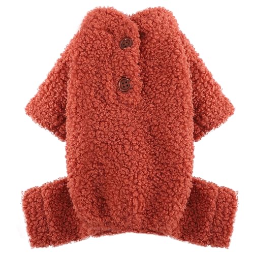 Teddy-Fleece-Schlafanzug, für kleine Hunde, Größe XS, Ziegelrot von Kosiyi