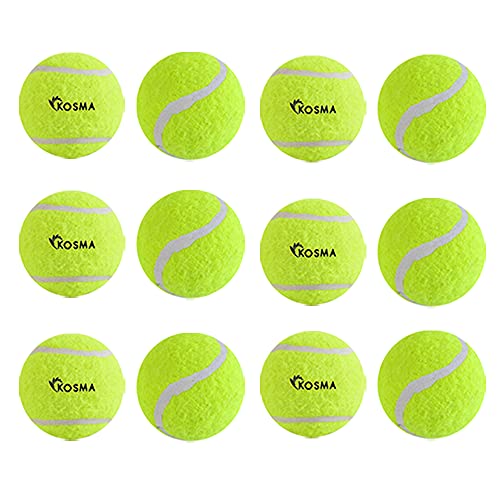 Kosma 12 Stück Tennisbälle | Trainingsball für Hunde, super Sprungkraft, perfekt für Begginer Cricket Training Praxis | Cricketbälle (mit Netz-Tragetasche - Fluoreszierendes Gelb) von Kosma
