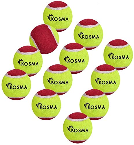 Kosma 12 Stück Tennisball | Trainingsball für Hunde | Super Bounce Perfekt für Begginer Cricket Training Praxis - Farbe: Rot/Gelb von Kosma