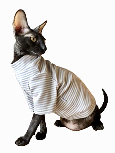Kotomoda CAT WEAR Baumwoll-T-Shirt, Lange ƒrmel Hellgraue Streifen (L) von Kotomoda