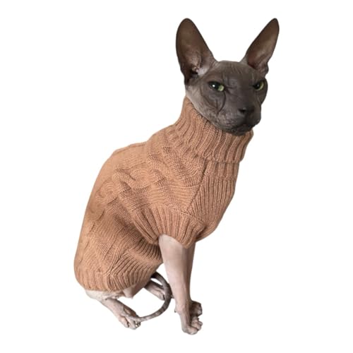 Kotomoda Cat's Rollkragen Mokka Mosse100% Kaschmir für Sphynx und Nackte Katzen (klein) von Kotomoda