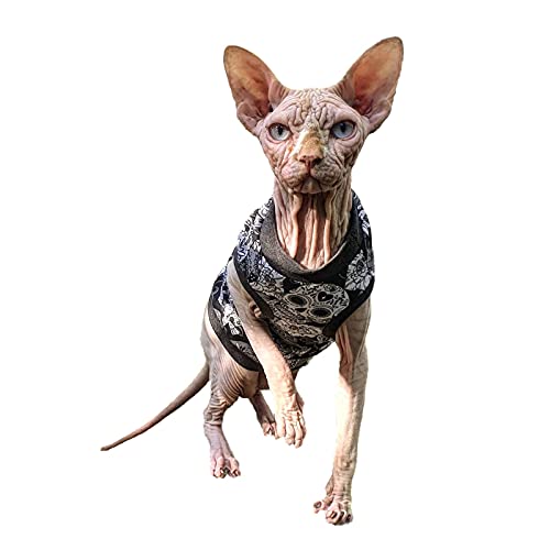 Kotomoda Cat's T-Shirt Black Sculls fьr Sphynx und Nackte Katzen (XS) von Kotomoda