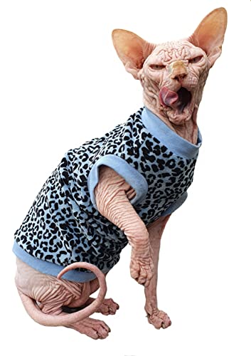 Kotomoda Cat's T-Shirt Blauer Leopard Bio-Velours für Sphynx und Nacktkatzen (Large) von Kotomoda