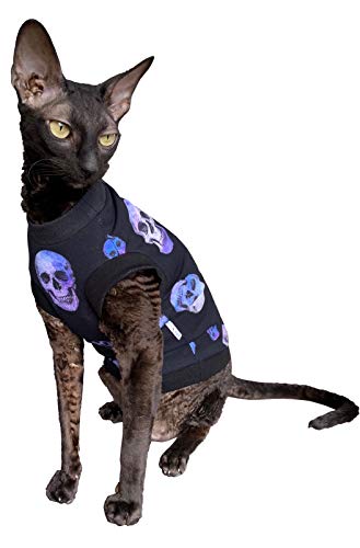 Kotomoda Hairless Cat's Kleidung Baumwolle T-Shirt lila Schдdel fьr Sphynx Katzen (XL) von Kotomoda