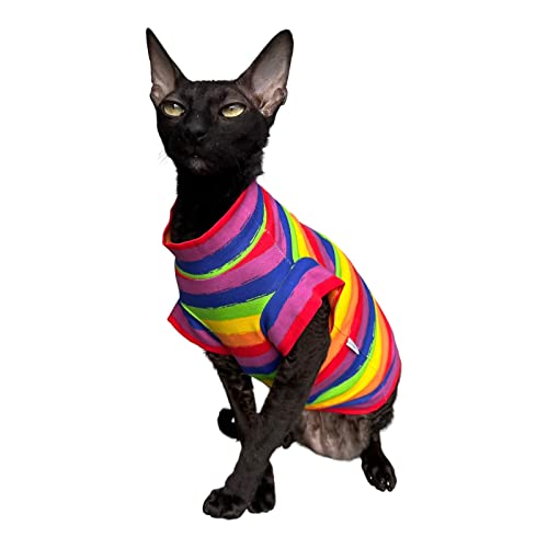 Kotomoda Katzen Kleidung Baumwolle T-Shirt Colorful Life Sphynx Katzen (M) von Kotomoda