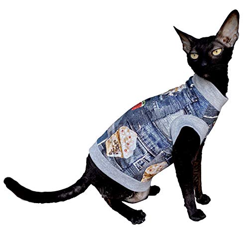 Kotomoda Katzen Kleidung Baumwolle T-Shirt EIS fьr Sphynx Katzen (L) von Kotomoda