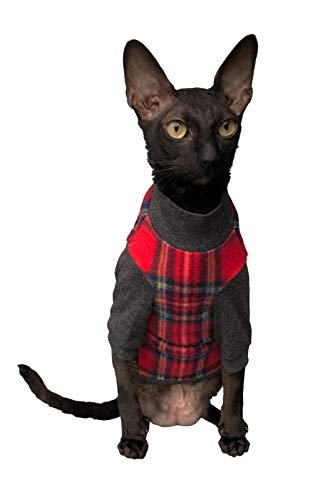 Kotomoda Katzen Rollkragen rot kariert fur Sphynx Katzen (XS) von Kotomoda