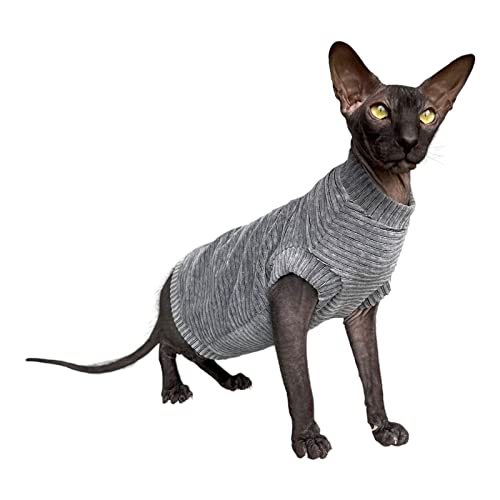 Kotomoda Katzen-T-Shirt aus Cord fьr Sphynx und nackte Katzen (Medium, Dunkelgrau) von Kotomoda