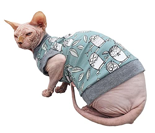 Kotomoda Katzen-T-Shirt fьr Sphynx und nackte Katzen, groя, Grьn von Kotomoda