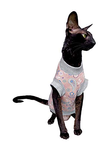 Kotomoda Katzenshirt Rosa Paisley für Sphynx und nackte Katzen (L) von Kotomoda