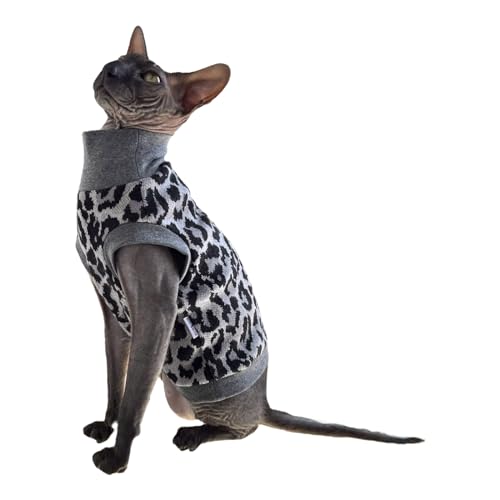 Kotomoda Kuscheliger Komfort für haarlose Schönheiten: Winter-Rollkragen-Panthergrau für Sphynx und nackte Katzen (L) von Kotomoda