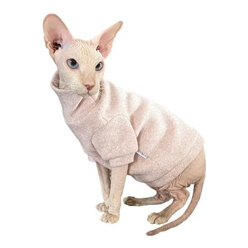 Kotomoda Kuscheliger Komfort für haarlose Schönheiten: Winterpullover, gebürstet, Kokosnuss-Nude, für Sphynx und nackte Katzen, Größe S von Kotomoda