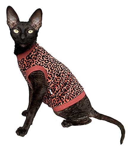 Kotomoda Sphynx Katzen Kleidung T-Shirt Organik Velur Leopard (L) von Kotomoda