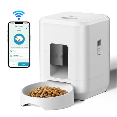 2l Knock/WiFi Automatischer Katzenfutterspender, Katzen-/Hunde-Timer-Futterautomaten Mit Memory-Funktion, Led-Anzeige, Geeignet FüR Katzen Und Kleine Hunde (Weiß - WiFi) von Kouamor