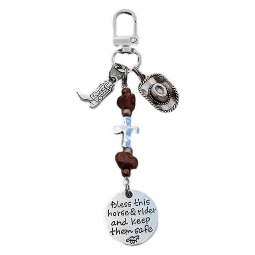 Koufeil Charm Clip Für Sattel Und Zaumzeug, Charm Clip Für Pferdesattel Und Zaumzeug Leder Sattelschnüre Mit Clip, Segne Dieses Pferd Und Diesen Reiter Und Halte Sie in Sicherheit (C) von Koufeil