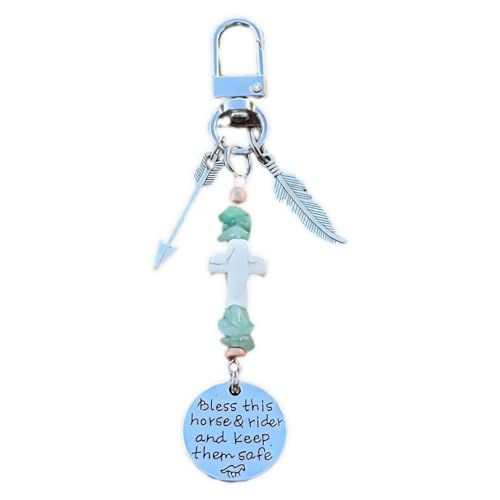 Koufeil Charm Clip Für Sattel Und Zaumzeug, Charm Clip Für Pferdesattel Und Zaumzeug Leder Sattelschnüre Mit Clip, Segne Dieses Pferd Und Diesen Reiter Und Halte Sie in Sicherheit (D) von Koufeil