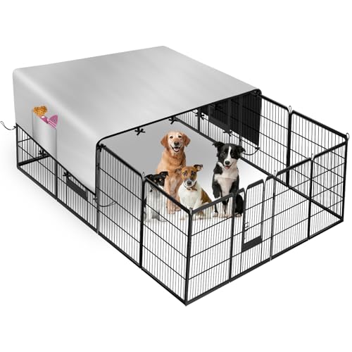 Kovshuiwe Hunde-Laufgitterabdeckung, Haustierzaunabdeckung, 600D-Oxford-Tuch, oberer Sonnenschutz der Hundehaus-Zaunabdeckung bietet Schatten und Regenschutz für Outdoor-Hunde, passend für 110/125/135 Kovshuiwe Hunde-Laufgitterabdeckung, Haustierzaunabdeckung, 600D-Oxford-Tuch, oberer Sonnenschutz der Hundehaus-Zaunabdeckung bietet Schatten und Regenschutz für Outdoor-Hunde, passend für 110/125/135 von Kovshuiwe