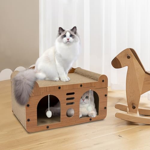 Katzenhaus mit Kratzbrett,Kratzpad Lounge Kratzpappe Katzenhaus mit Höhle, Katzenspielzeug Kratzmatte für Indoor-Katzen als Möbelschutz 56x30x30cm Katzenhaus mit Kratzbrett,Kratzpad Lounge Kratzpappe Katzenhaus mit Höhle, Katzenspielzeug Kratzmatte für Indoor-Katzen als Möbelschutz 56x30x30cm von Kozivmo