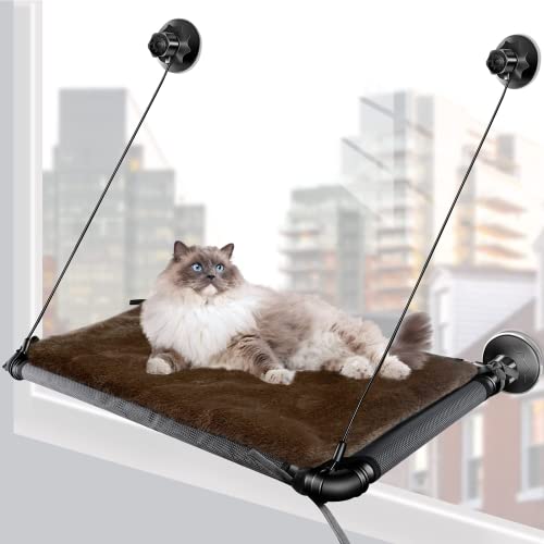 Katzen-Fensterstange, Katzen-Hängematte, Fenstersitz mit starken Saugnäpfen, Haustiersitz, bietet rundum 360° Sonnenbad für Indoor-Katzen, einfach zu montieren (bis zu 13.6 kg) von Kphico