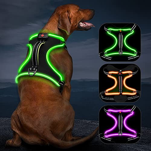 Hundegeschirr Leuchtend Wiederaufladbares Leuchtgeschirr für Hunde Led Beleuchtetes Hundegeschirr für Klein Mittelgroße Große Hunde Leucht Geschirr für Hunde von Kpuplol