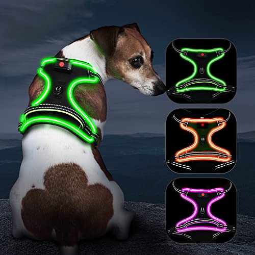 Hundegeschirr Leuchtend Wiederaufladbares Leuchtgeschirr für Hunde Led Beleuchtetes Hundegeschirr für Klein Mittelgroße Große Hunde Leucht Geschirr für Hunde… von Kpuplol