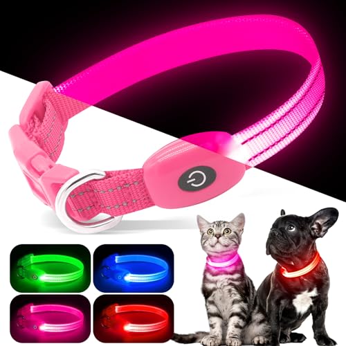 Kpuplol Leuchthalsband Hund, Hundehalsband Leuchtend, Wiederaufladbar Hundehalsband Leuchtend LED Halsband für Hunde Einstellbare Größe, 2 Beleuchtungsmodi für Kleine Mittlere Große Hunde von Kpuplol