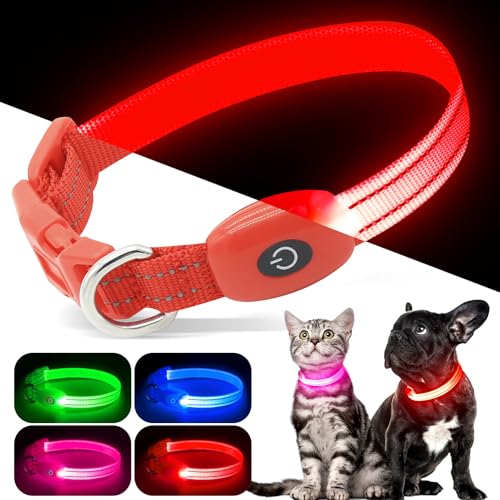 Kpuplol Leuchthalsband Hund, Hundehalsband Leuchtend, Wiederaufladbar Hundehalsband Leuchtend LED Halsband für Hunde Einstellbare Größe, 2 Beleuchtungsmodi für Kleine Mittlere Große Hunde von Kpuplol