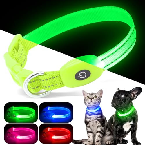 Kpuplol Leuchthalsband Hund, Hundehalsband Leuchtend, Wiederaufladbar Hundehalsband Leuchtend LED Halsband für Hunde Einstellbare Größe, 2 Beleuchtungsmodi für Kleine Mittlere Große Hunde von Kpuplol