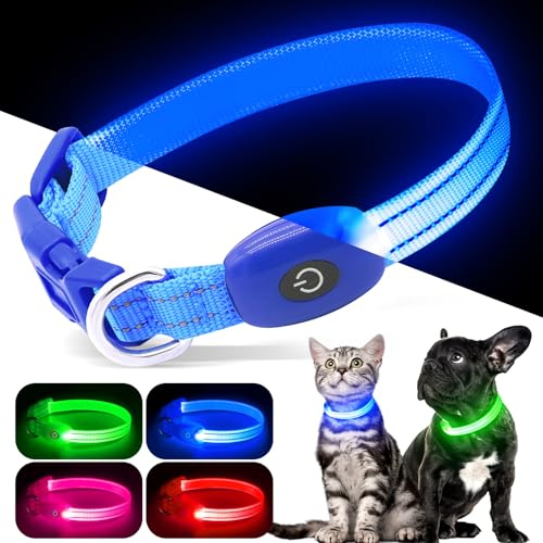 Kpuplol Leuchthalsband Hund, Hundehalsband Leuchtend, Wiederaufladbar Hundehalsband Leuchtend LED Halsband für Hunde Einstellbare Größe, 2 Beleuchtungsmodi für Kleine Mittlere Große Hunde von Kpuplol