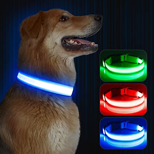 Kpuplol Leuchthalsband Hund, Hundehalsband Leuchtend, Wiederaufladbar Hundehalsband Leuchtend LED Halsband für Hunde Einstellbare Größe, 2 Beleuchtungsmodi für Kleine Mittlere Große Hunde von Kpuplol