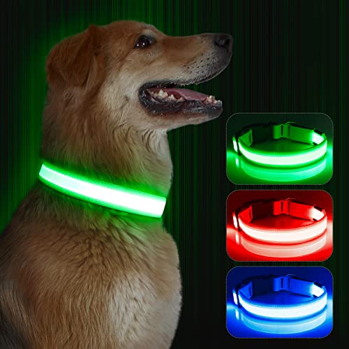 Kpuplol Leuchthalsband Hund, Hundehalsband Leuchtend, Wiederaufladbar Hundehalsband Leuchtend LED Halsband für Hunde Einstellbare Größe, 3 Beleuchtungsmodi für Kleine Mittlere Große Hunde Kpuplol Leuchthalsband Hund, Hundehalsband Leuchtend, Wiederaufladbar Hundehalsband Leuchtend LED Halsband für Hunde Einstellbare Größe, 3 Beleuchtungsmodi für Kleine Mittlere Große Hunde von Kpuplol